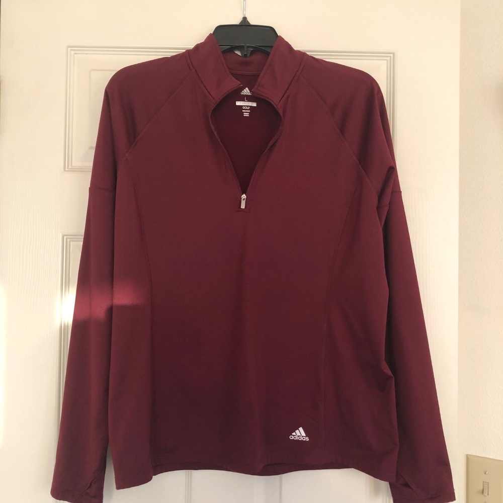 Adidas Quarter Zip Women’s Large Burgundy Golf Shirt